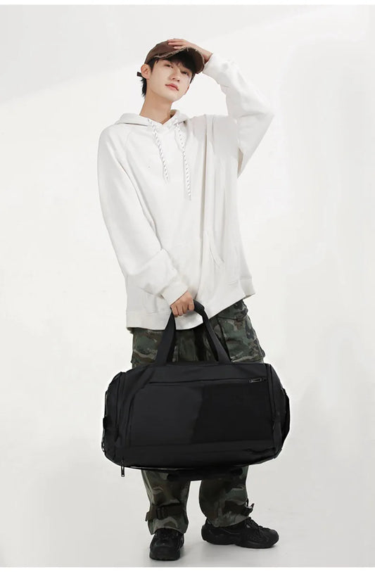 Nylon large capacity fitness bag with dry wet separation and shoes pocket - product image