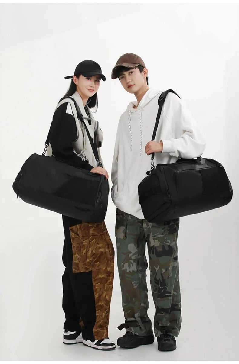 Nylon large capacity fitness bag with dry wet separation and shoes pocket - product image