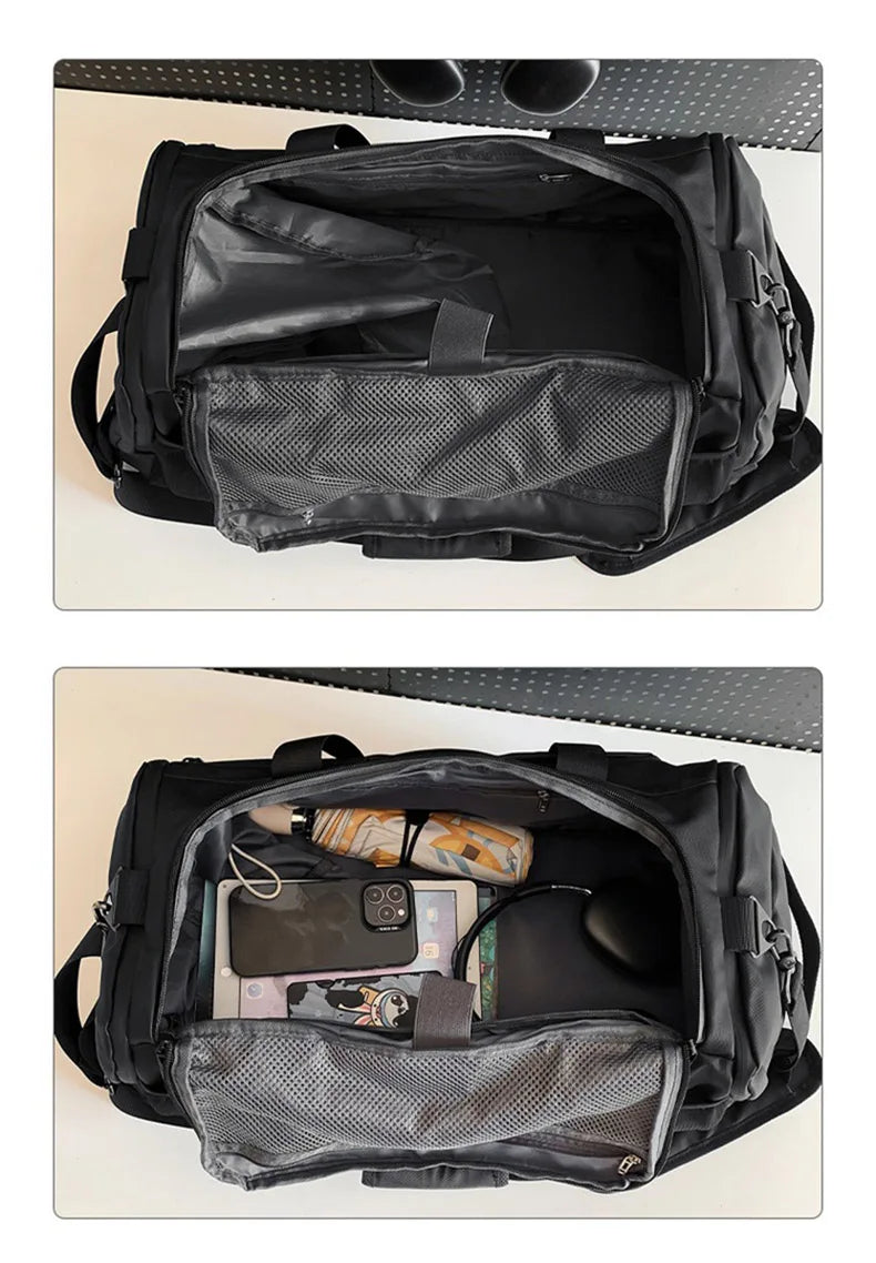 Nylon large capacity fitness bag with dry wet separation and shoes pocket - product image