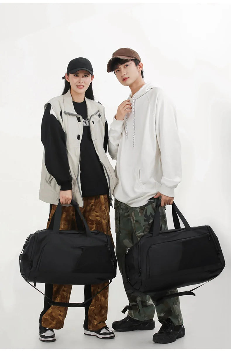 Nylon large capacity fitness bag with dry wet separation and shoes pocket - product image