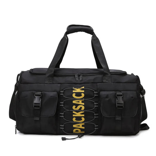 Nylon large capacity travel duffel with wet dry separation and trolley strap - product image