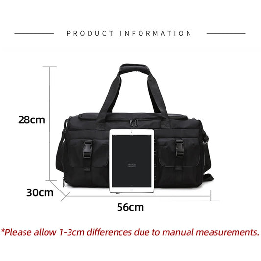 Nylon large capacity travel duffel with wet dry separation and trolley strap - product image
