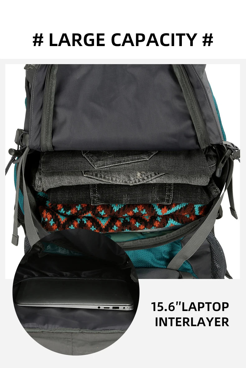 Nylon men's 75l camping backpack large capacity multi-pocket hiking rucksack - product image
