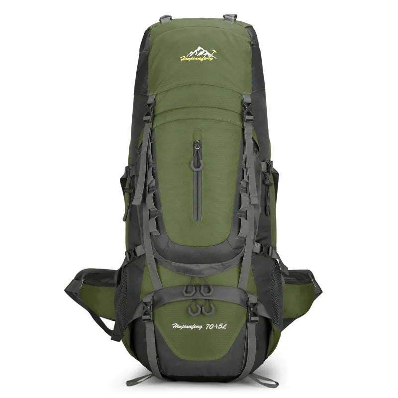 Nylon men's 75l camping backpack large capacity multi-pocket hiking rucksack - product image