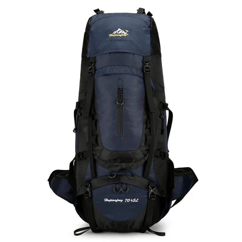 Nylon men's 75l camping backpack large capacity multi-pocket hiking rucksack - product image