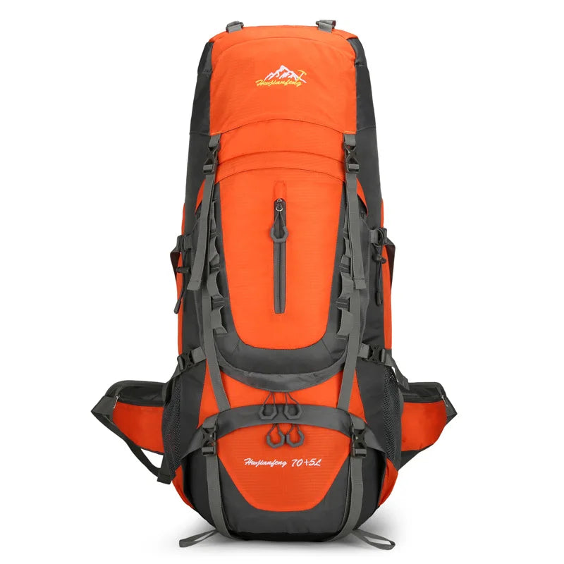 Nylon men's 75l camping backpack large capacity multi-pocket hiking rucksack - product image