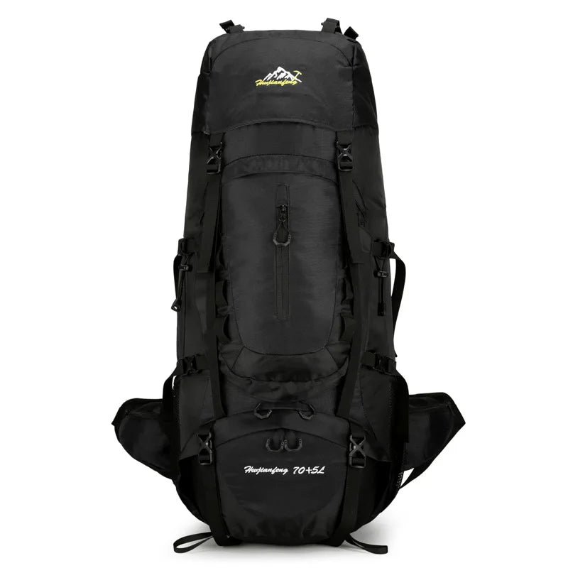 Nylon men's 75l camping backpack large capacity multi-pocket hiking rucksack - product image