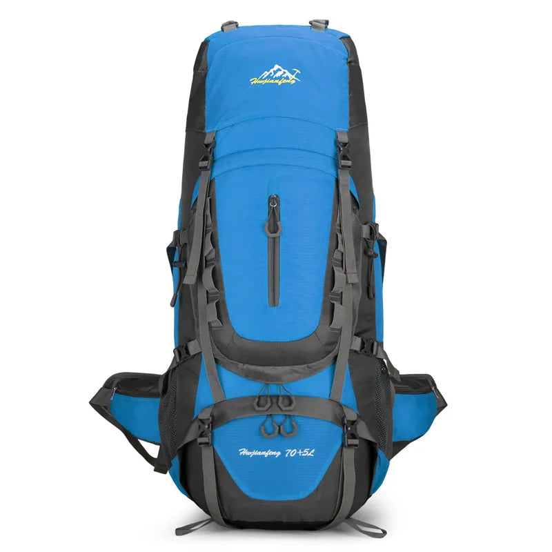 Nylon men's 75l camping backpack large capacity multi-pocket hiking rucksack - product image