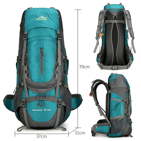 Nylon men's 75l camping backpack large capacity multi-pocket hiking rucksack - product image