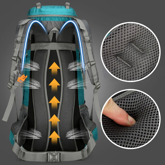 Nylon men's 75l camping backpack large capacity multi-pocket hiking rucksack - product image