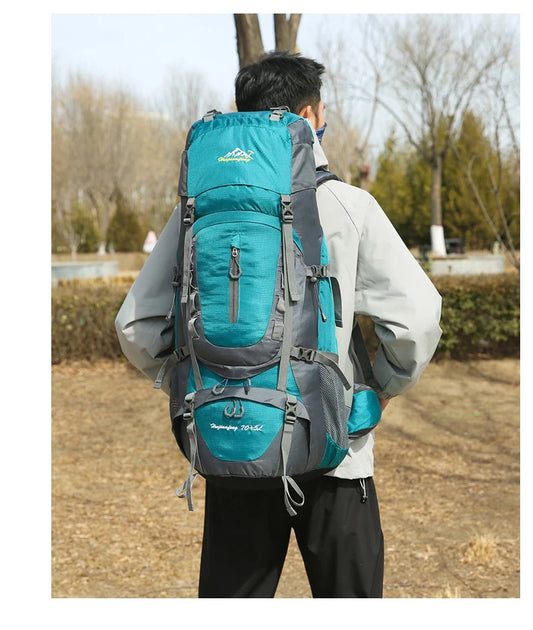 Nylon men's 75l camping backpack large capacity multi-pocket hiking rucksack - product image