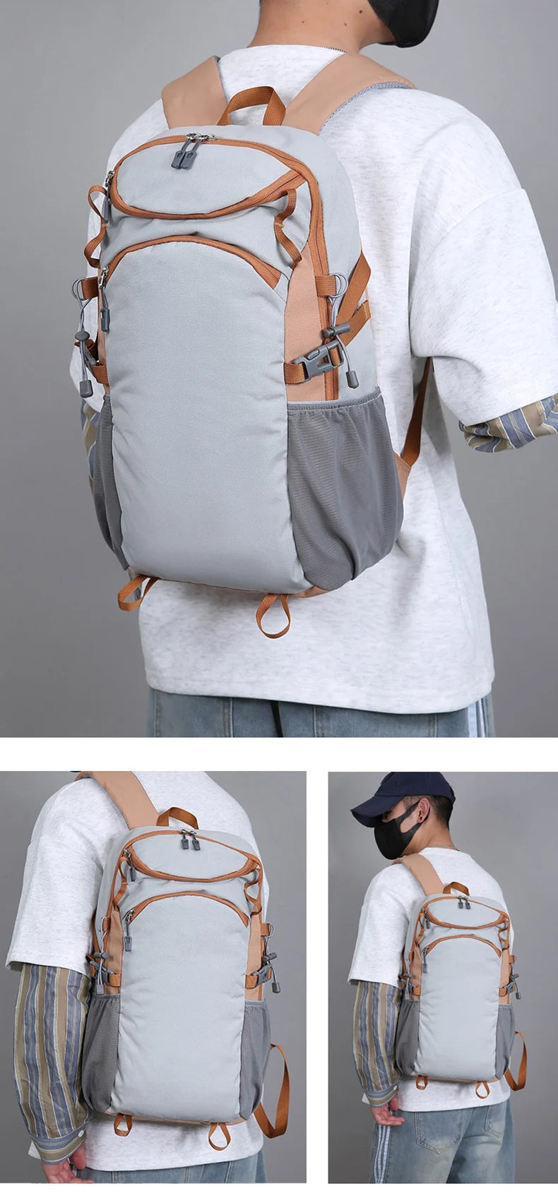 Nylon outdoor climbing backpack large storage multi-layer laptop slot - product image
