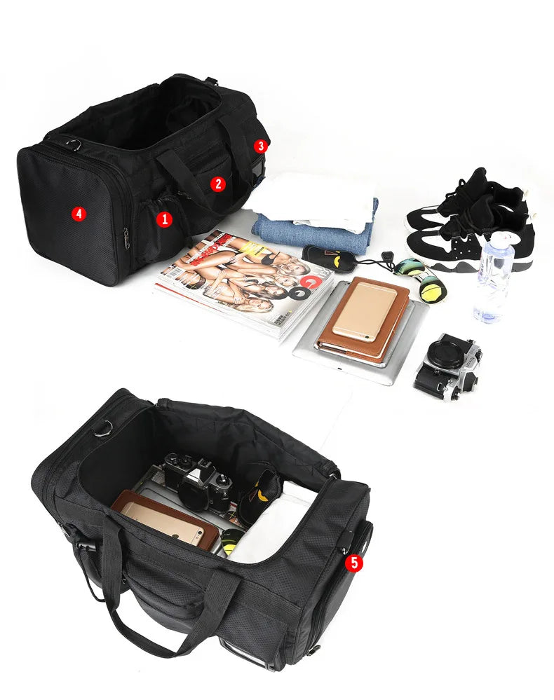 Nylon outdoor travel fitness bag with shoe pocket and multiple sizes - product image