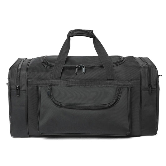 Nylon oversized tactical duffle bag with multiple compartments and trolley strap - product image