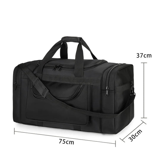 Nylon oversized tactical duffle bag with multiple compartments and trolley strap - product image