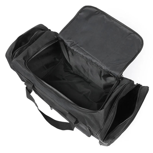 Nylon oversized tactical duffle bag with multiple compartments and trolley strap - product image