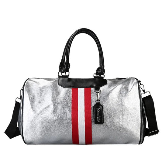 Nylon silver fitness gym bag with glitter finish and multiple sizes - product image