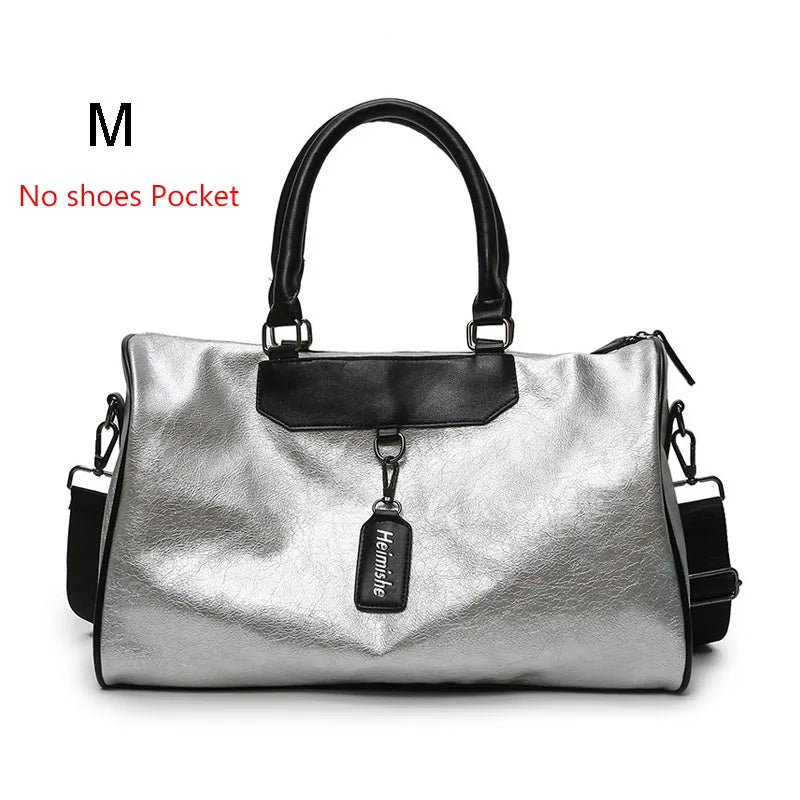Nylon silver fitness gym bag with glitter finish and multiple sizes - product image
