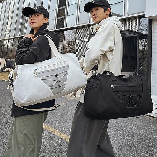 Nylon sports duffel bag with wet dry separation and independent shoe compartment - product image