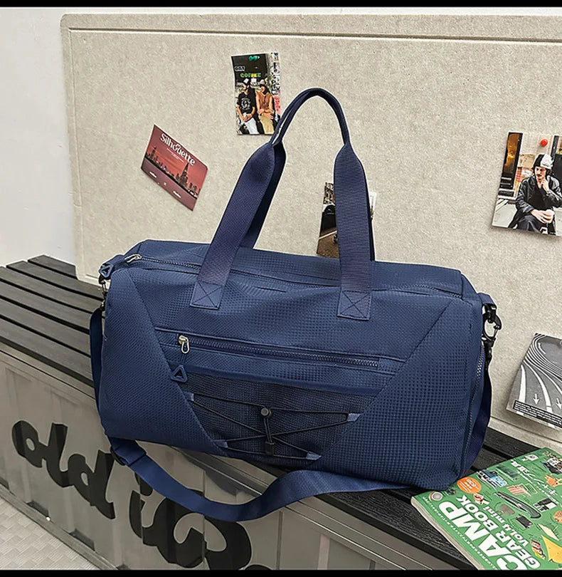 Nylon sports duffel bag with wet dry separation and independent shoe compartment - product image