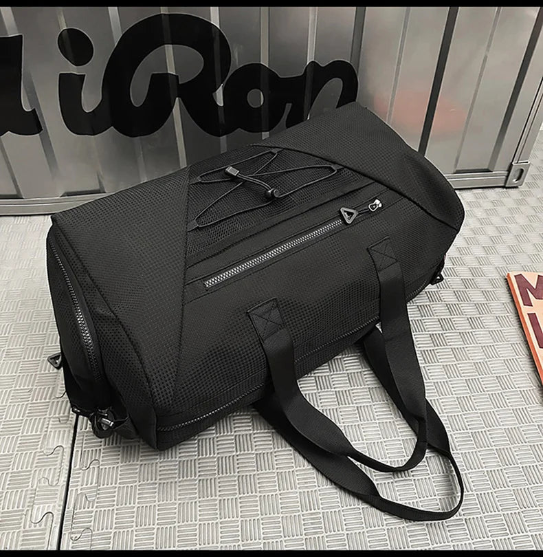 Nylon sports duffel bag with wet dry separation and independent shoe compartment - product image