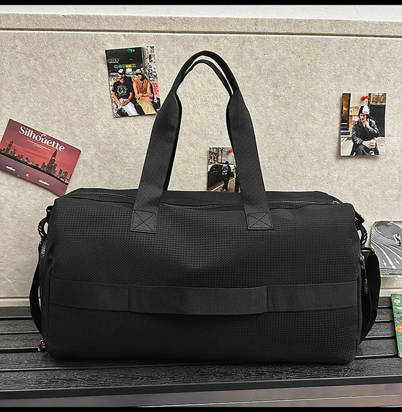 Nylon sports duffel bag with wet dry separation and independent shoe compartment - product image