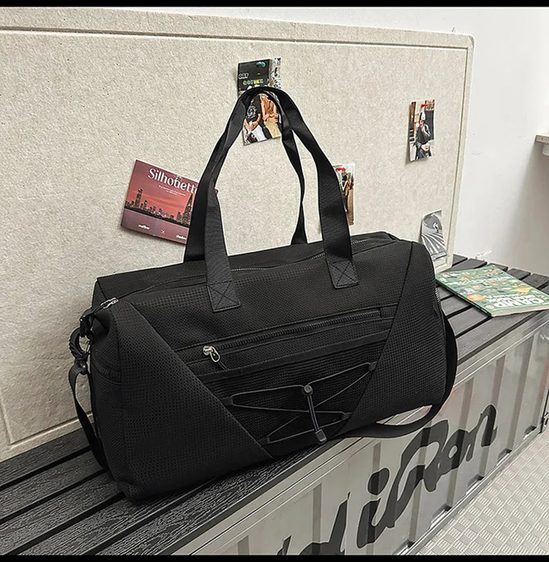 Nylon sports duffel bag with wet dry separation and independent shoe compartment - product image