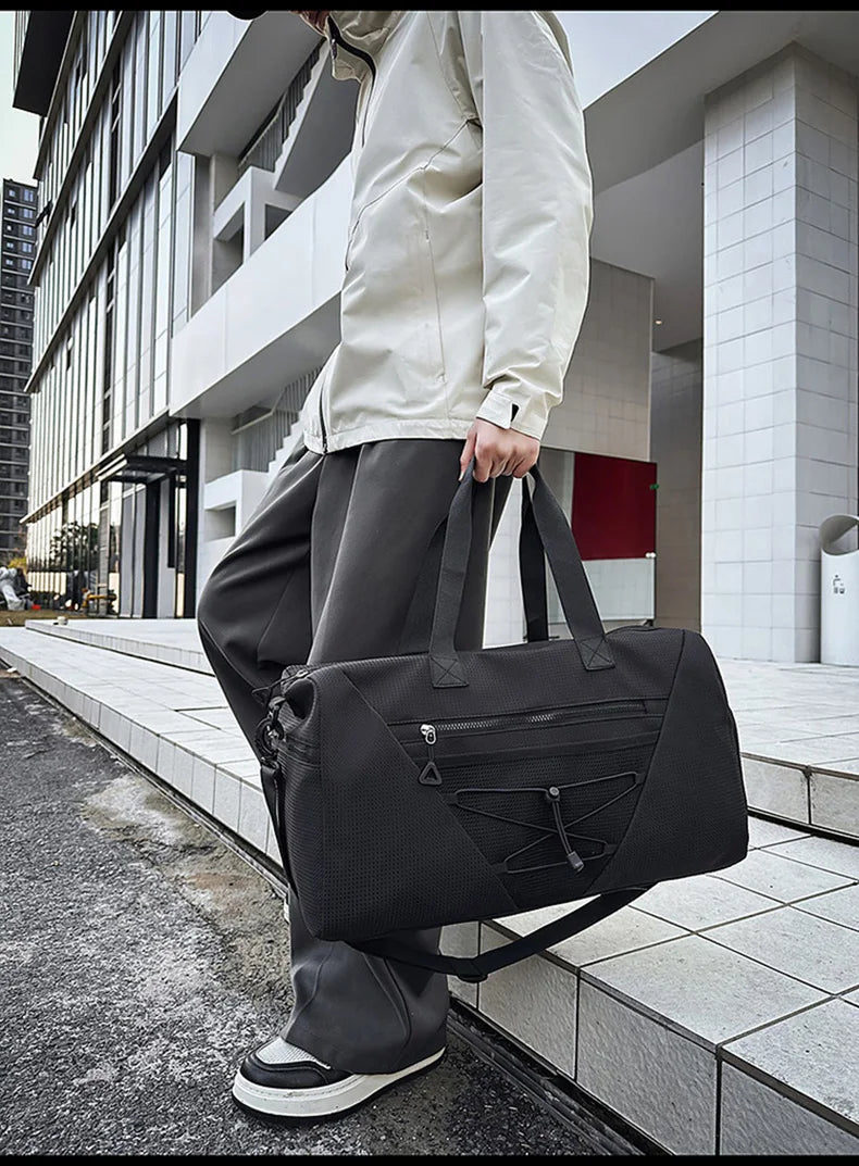 Nylon sports duffel bag with wet dry separation and independent shoe compartment - product image
