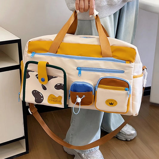 Nylon sports gym bag with shoe compartment and back zipper pocket - product image