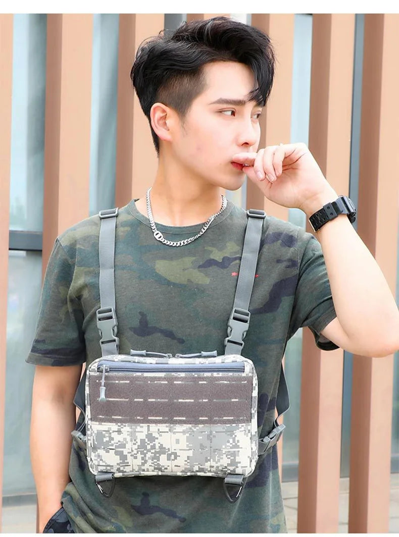 Nylon tactical laser style chest bag with adjustable straps - product image