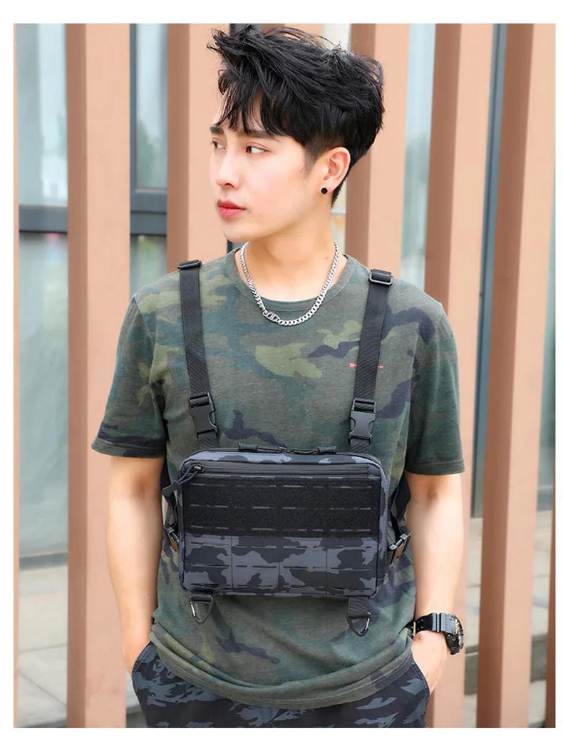 Nylon tactical laser style chest bag with adjustable straps - product image