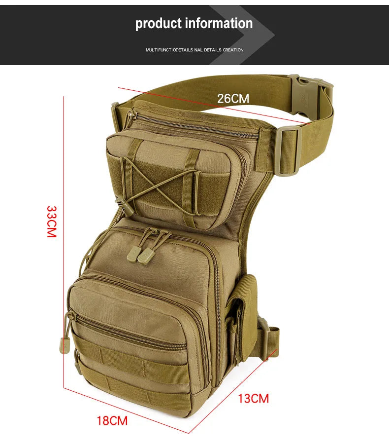Nylon tactical leg bag waist utility belt with molle system - product image