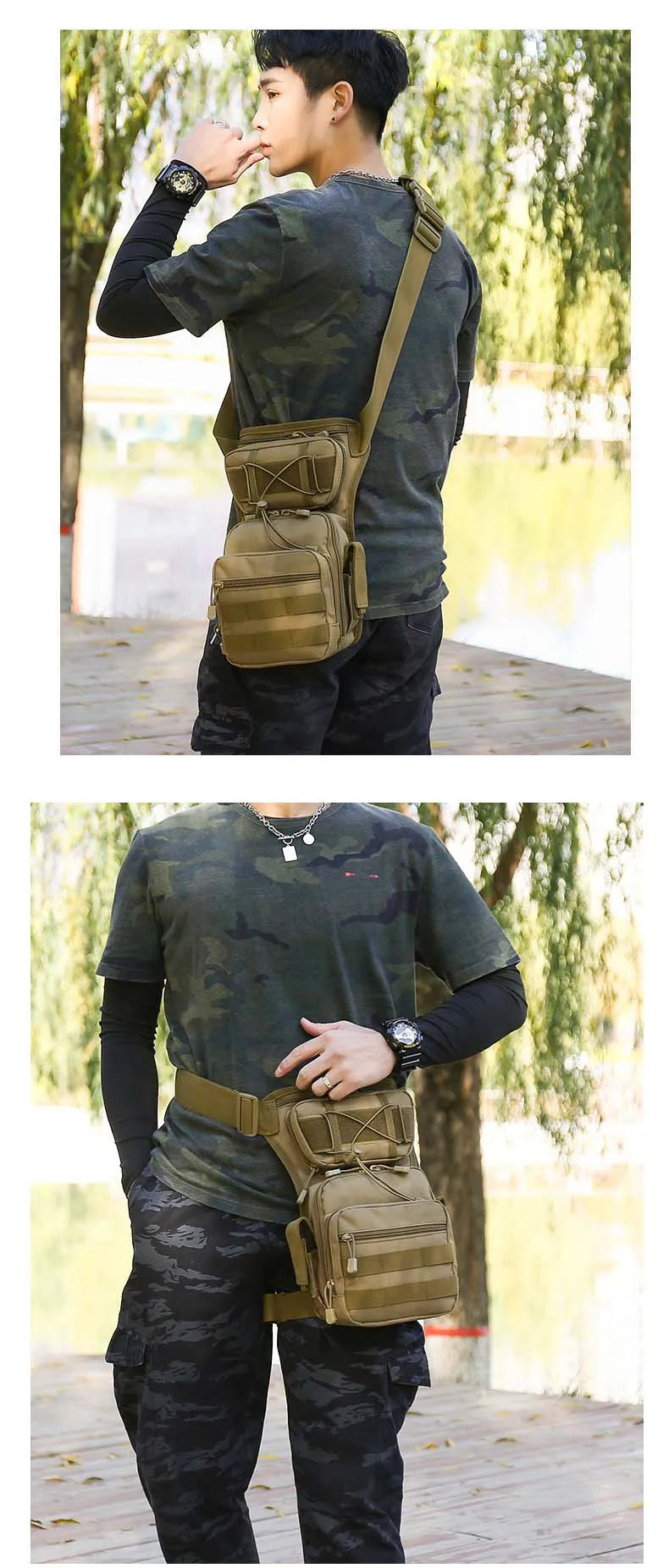 Nylon tactical leg bag waist utility belt with molle system - product image
