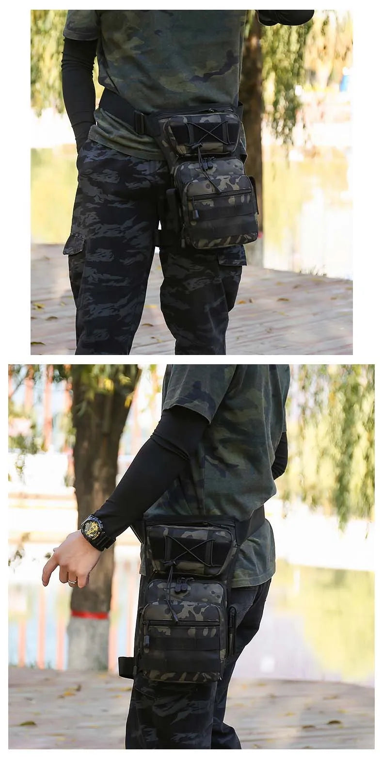 Nylon tactical leg bag waist utility belt with molle system - product image