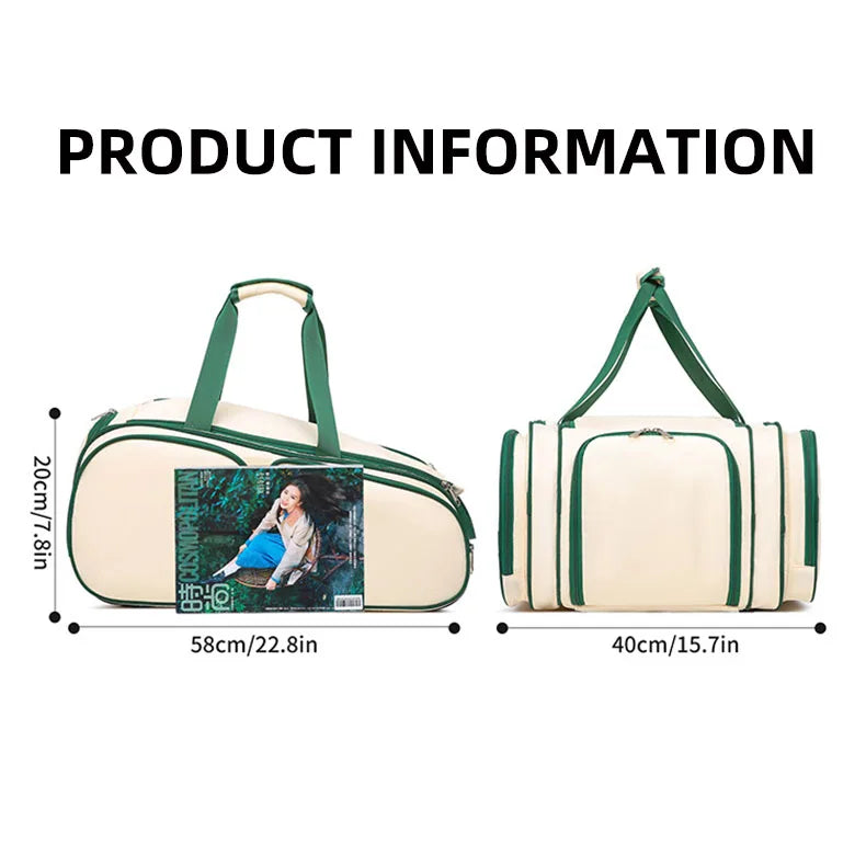 Nylon tennis badminton racket backpack with shoe compartment and multi pockets - product image