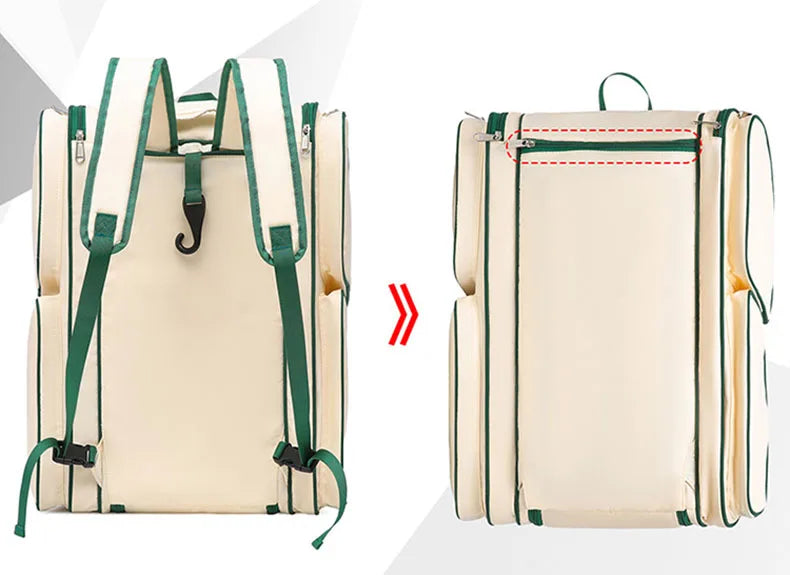 Nylon tennis badminton racket backpack with shoe compartment and multi pockets - product image