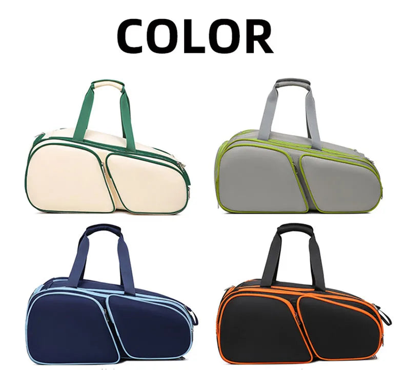 Nylon tennis badminton racket backpack with shoe compartment and multi pockets - product image