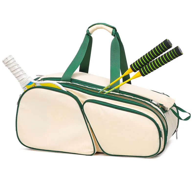 Nylon tennis badminton racket backpack with shoe compartment and multi pockets - product image