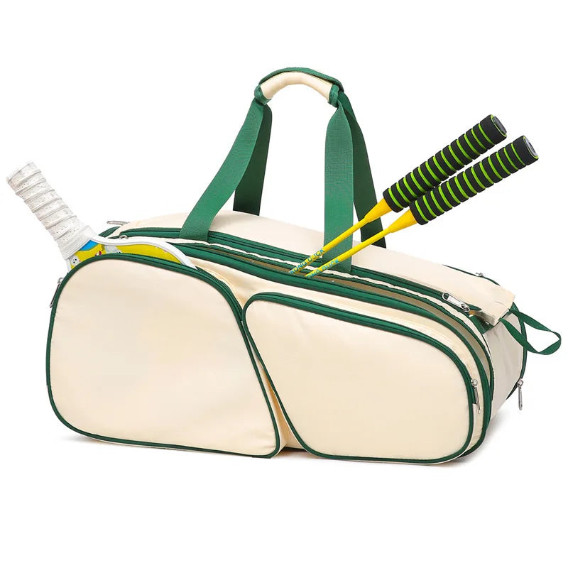 Nylon tennis badminton racket backpack with shoe compartment and multi pockets - product image