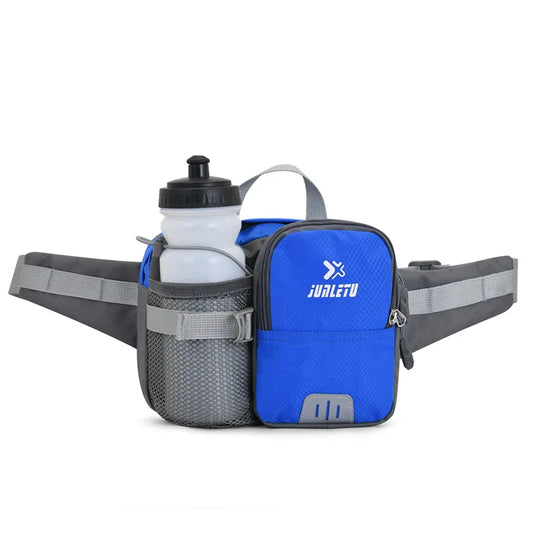 Nylon water bottle waist bag with multi-compartment and reflective strip - product image