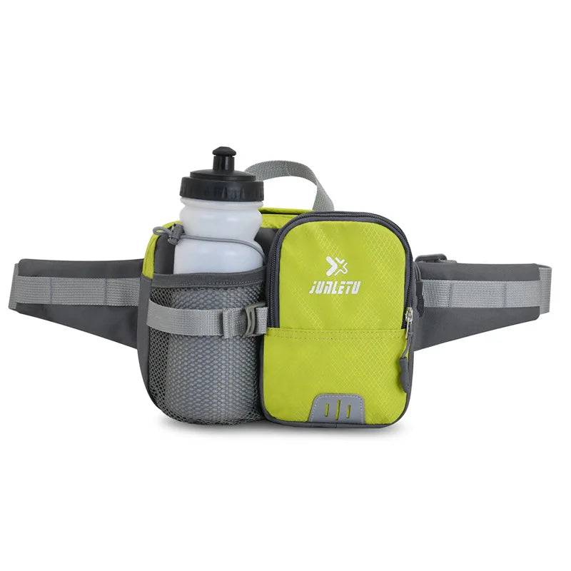 Nylon water bottle waist bag with multi-compartment and reflective strip - product image