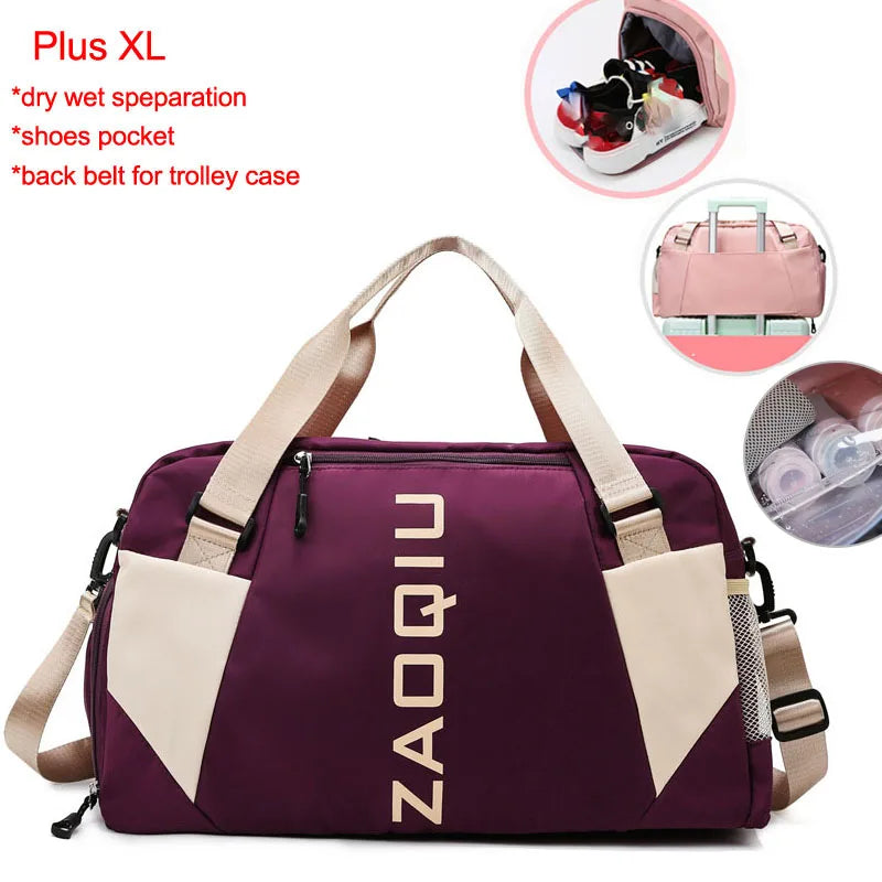 Nylon yoga mat bag with wet dry separation and shoe pocket - product image