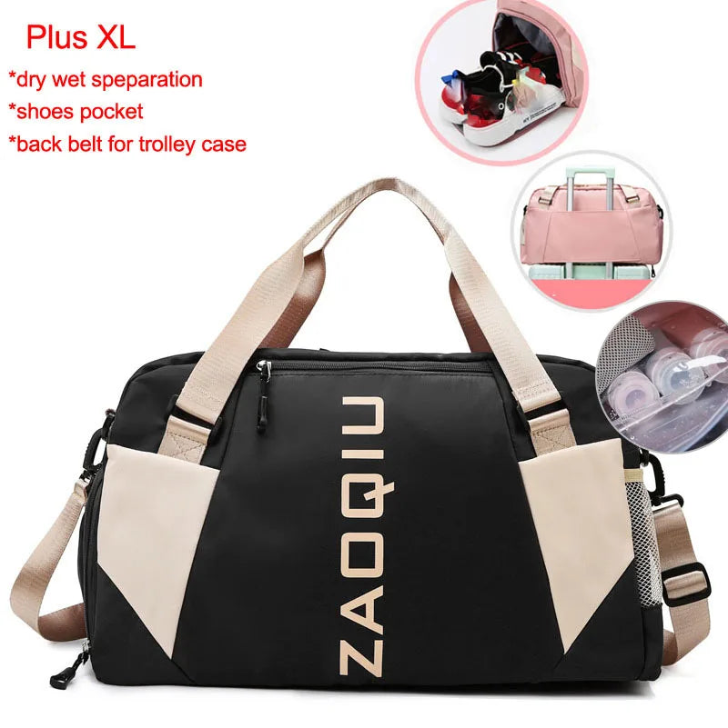Nylon yoga mat bag with wet dry separation and shoe pocket - product image