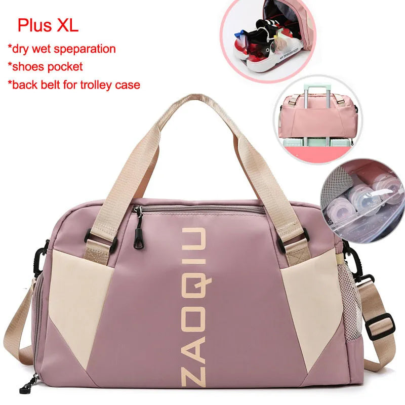 Nylon yoga mat bag with wet dry separation and shoe pocket - product image