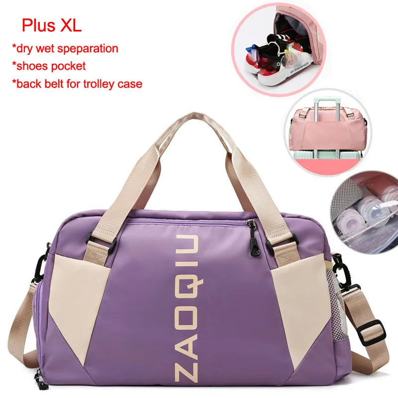 Nylon yoga mat bag with wet dry separation and shoe pocket - product image