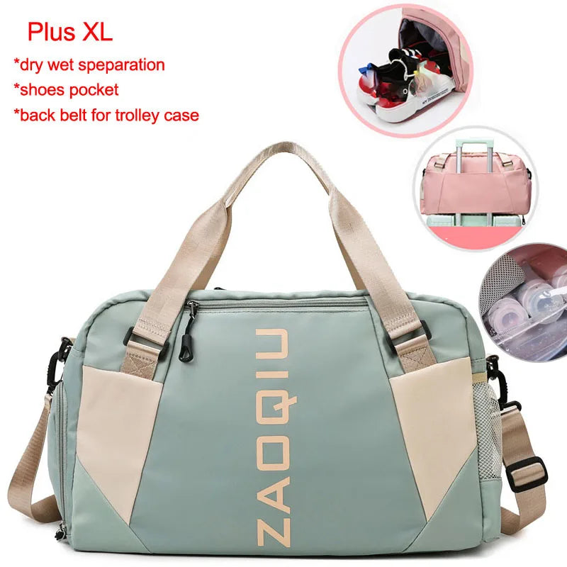 Nylon yoga mat bag with wet dry separation and shoe pocket - product image