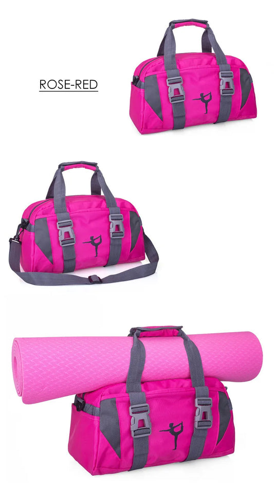 Nylon yoga mat bag with wet dry separation and shoe pocket - product image