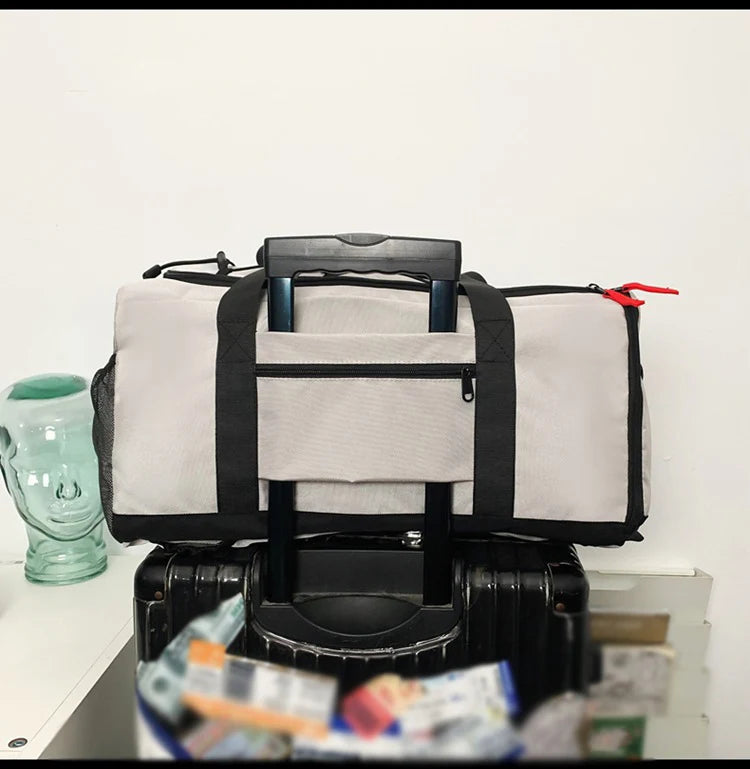 Nylon yoga travel gym backpack with dry wet shoes pocket and trolley sleeve - product image