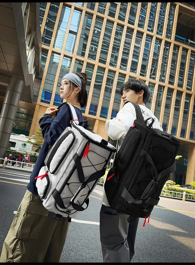 Nylon yoga travel gym backpack with dry wet shoes pocket and trolley sleeve - product image