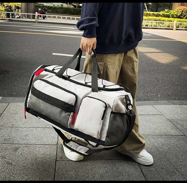 Nylon yoga travel gym backpack with dry wet shoes pocket and trolley sleeve - product image